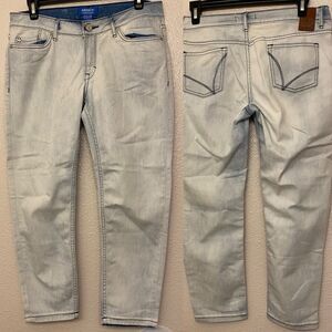 Adidas Orginals light wash bleached Y2K jeans straight crop low rise M 28x22